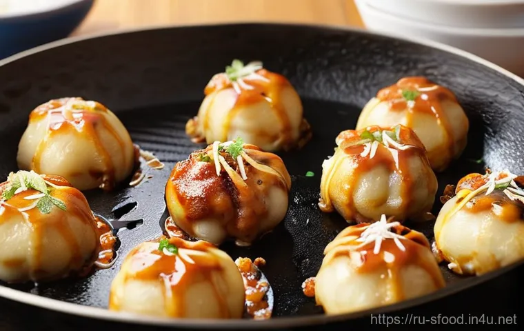 오사카 타코야키 제대로 만드는 법 - **Prompt 1: The Art of Flipping Takoyaki**
A dynamic, close-up shot of a takoyaki pan filled wit...