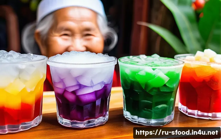 베트남 쩨 베트남식 단팥죽 종류 - **Prompt for Chè đá (Iced Chè) - The Refreshing Summer Companion:**
"A hyperrealistic close-up s...