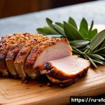 Home 17 덴마크 플래스크스테그 샌드위치 레시피 - **A perfectly roasted Danish Fleskesteg (pork roast) masterpiece**, presented on a rustic wooden cut...